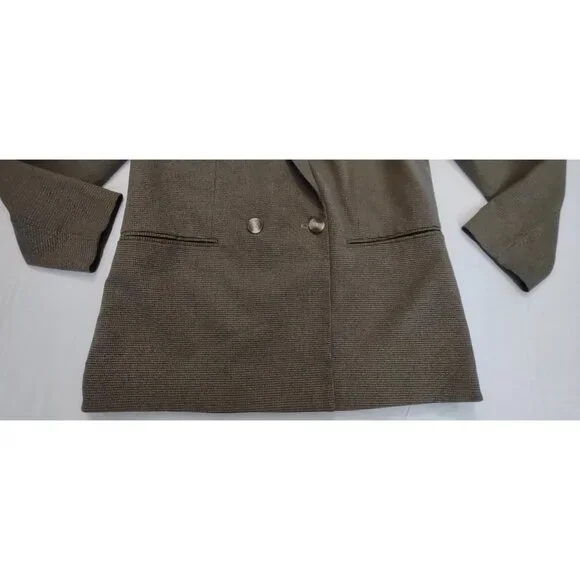 H&M Plaid Blazer Size Small Double Breasted Academic Preppy Classic Brown - Picture 2 of 9